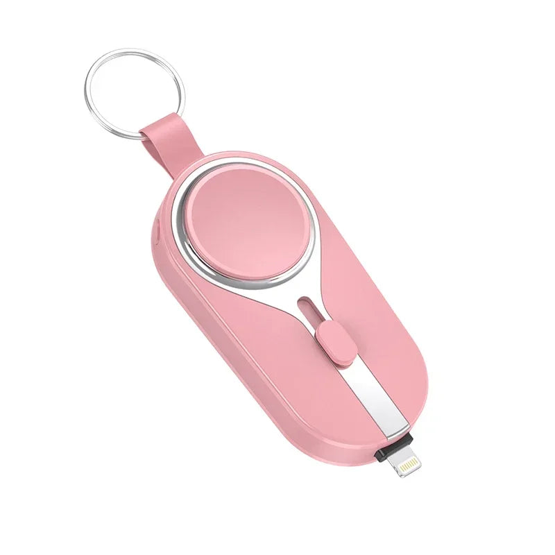 Mini Emergency Keychain Power Bank 2-in-1 Wireless Charging Watch Mobile Power Supply for Apple Watch and iPhone Xiaomi Samsung