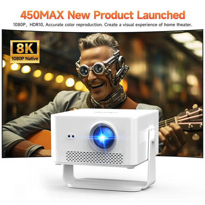Magcubic HY450MAX Portable Projector 1080P Wifi6 8K Native Android 14 1100 ANSI  Movie Auto Focus Projector Home Projector Outdoor