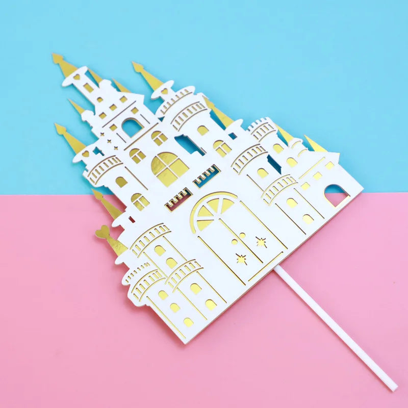 Castle Cake Topper Flag Rainbow Anniversary Cupcake Toppers For Wedding Happy Birthday Party Baking Decoration Happy New Year