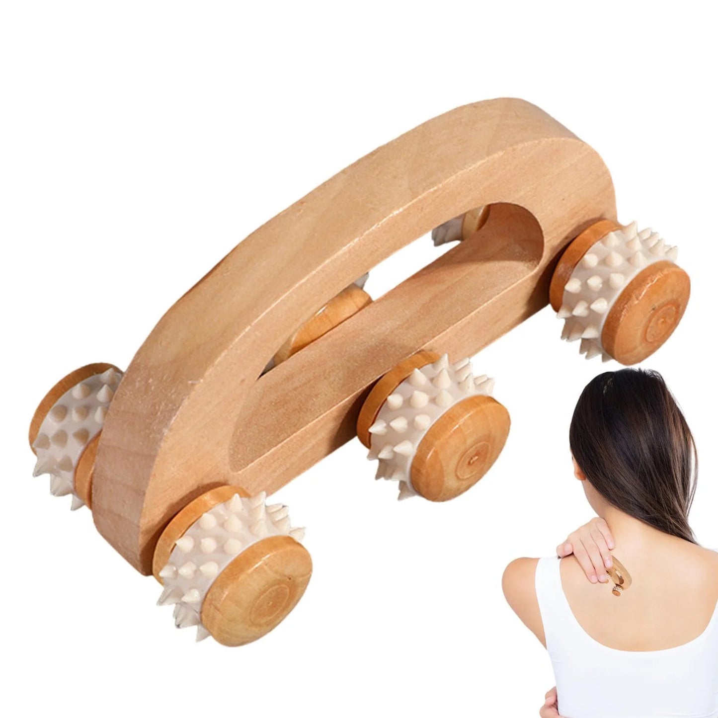 1 Pcs Wooden Massage Roller Tool, Manual Wooden Massager, Wood Back Massage Roller for Neck Leg Back Deep Tissue Muscle Massager