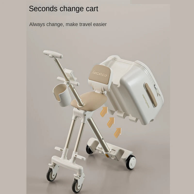 2025 New suitcase for children can Sit 20 inch carrier Ride on Luggage 2-in-1 Detachable Trolley Pushchair Travel Suitcase