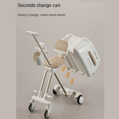 2025 New suitcase for children can Sit 20 inch carrier Ride on Luggage 2-in-1 Detachable Trolley Pushchair Travel Suitcase