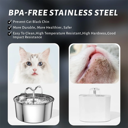 3L Cat Water Fountain Stainless Steel Pet Water Fountain with Automatic Water Fountain for Cats Inside Dog Fountain Dispenser
