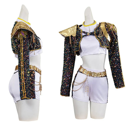 Kid Girls  Cosplay Kids Black Gloden Costume Chid Disguise Performance Roleplay Uniform Halloween