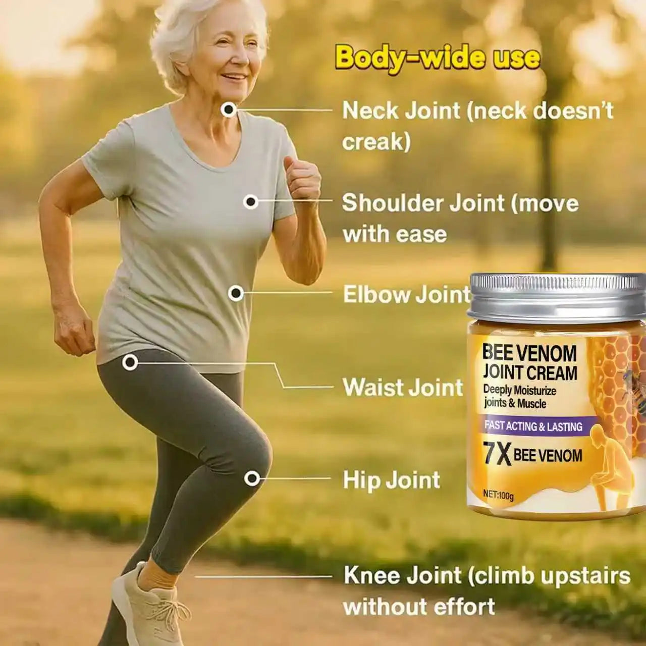 Water Ice Levin 7X Bee Venom Joint Cream, Fast Acting & Lasting, Deeply Moisturizes Joints & Muscles with Turmeric & Coconut Oil