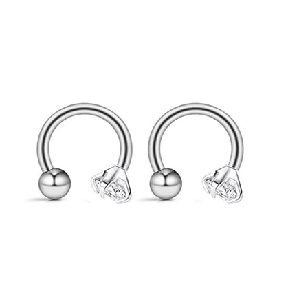 2Pcs Stainless Steel Crystal CZ Tragus Piercing Helix Studs Earrings For Women Girls Hoop Nose Ring Body Piercing Jewelry