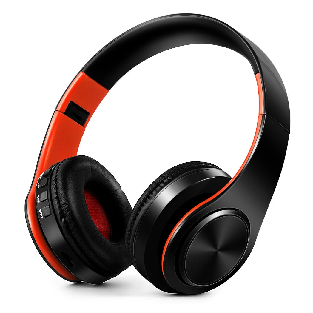 Men Gift Gold Wireless Headphones Bluetooth Earphone Stereo Headset Game with Build-in MIC with Universal for Android and iOS