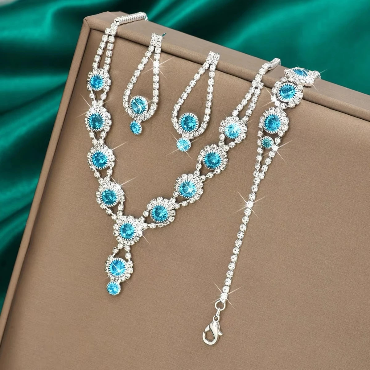 4PCS Fashion Elegant Crystal Jewelry Sets for Women Rhinestones