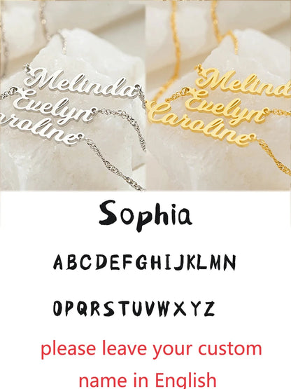Custom Different Font Name Pendant Necklace for Woman Girls Stainless Steel Nameplate Personalized Choker Necklaces Jewelry Gift