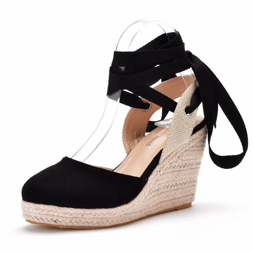 Plus Size 34-41 Shoes for Women Summer High Heel Platform Wedges Sandals Ankle Buckle Strap Closed Toe Comfortable Casual Shoes