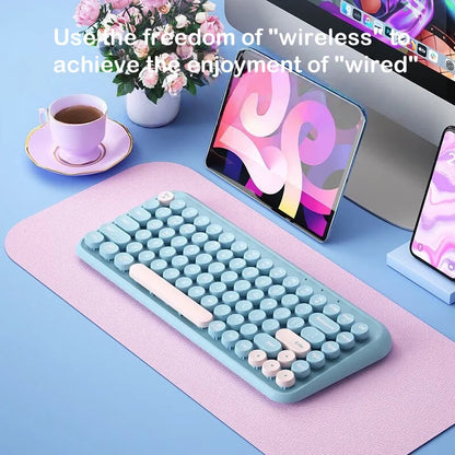 B.O.W K500D  Wireless Bluetooth keyboard with light sound, retro style, ultra-thin and portable for office use