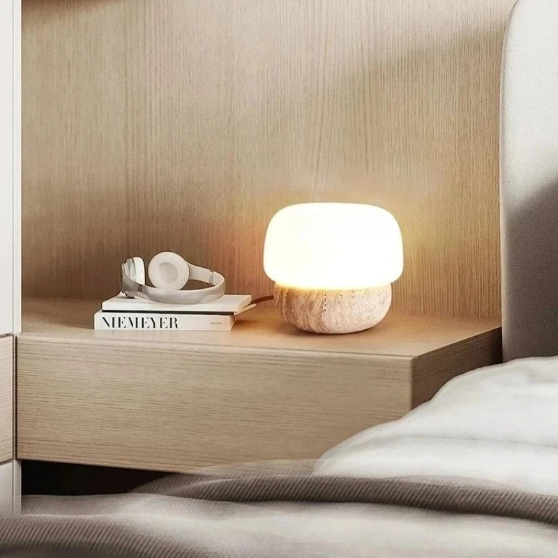 Spain Natural Yellow Travertine Floor Lamp E27 Sofa Bedside Bedroom Apartment Creative Retro Wabi Sabi Mushroom Lighting Lamps
