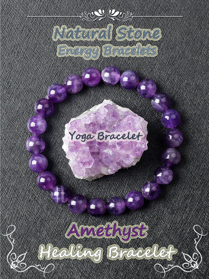 Original Natural Stone Beads Bracelet Men Women Reiki Blue Apatite Lapis Lazuli Amethyst Yellow Tiger Eye Beads Bracelet Jewelry