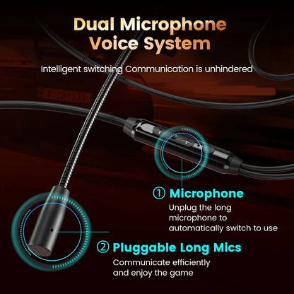 EARDECO Gaming Earbuds HD Mic Wired Headphones Bass HIFI Wired Earphone Headphone Headset Earhook Auriculares Noise Reduction