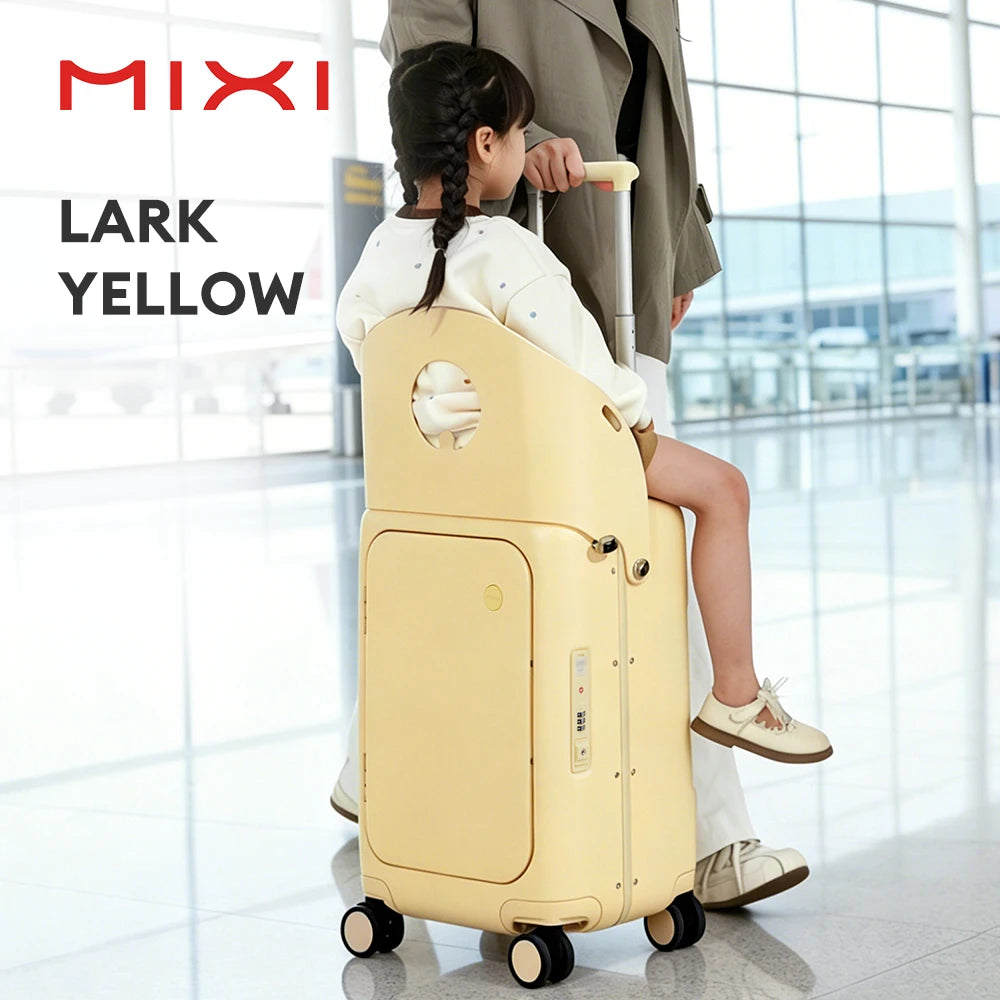 Mixi New Design 20 Inch Ride On Suitcase for Kids Luggage with Seat PC Aluminum Frame Check in Lugguage