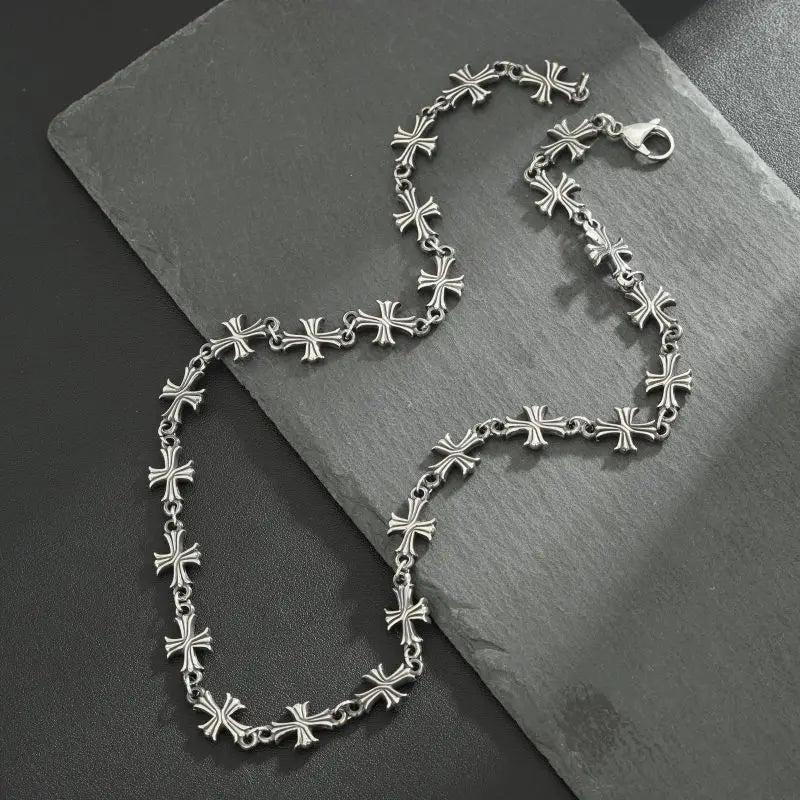 Punk Chain With Cross Necklace For Man Woman Hiphop Crosses Trend Jewelry Premium Clavicle Chain Gothic Bracelet Y2K Accessories