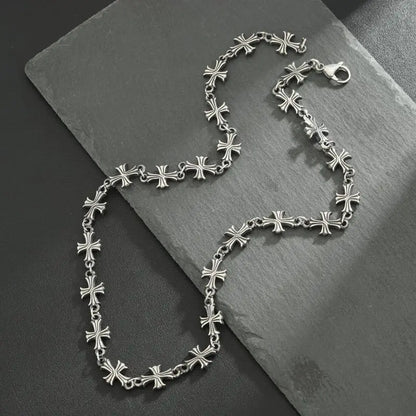 Punk Chain With Cross Necklace For Man Woman Hiphop Crosses Trend Jewelry Premium Clavicle Chain Gothic Bracelet Y2K Accessories