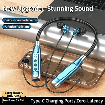 New 36D Neck Headphones Wireless Stereo Bluetooth 5.4 Magnetic Headset For Universal iPhone Android Smart Phone Gaming Earphones