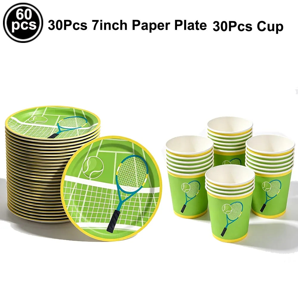 Tennis Cake Topper Happy Birthday Sign Cake Decorations Boy Man Tennis Racket Ball Player Sport Theme Birthday Party Supplies