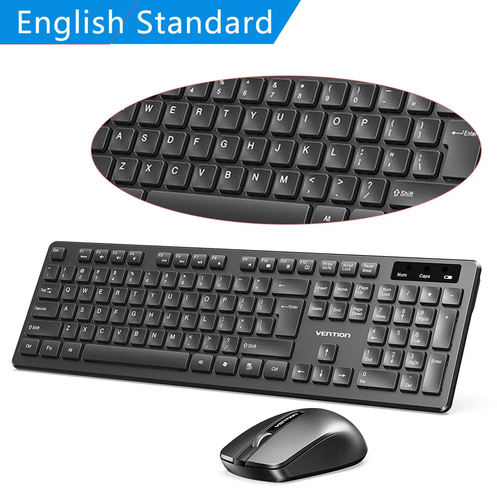 Vention Office Home Wireless Keyboard And Mouse Set Support English Spanish Computer Business Office Gaming Key Mouse Cover Kit