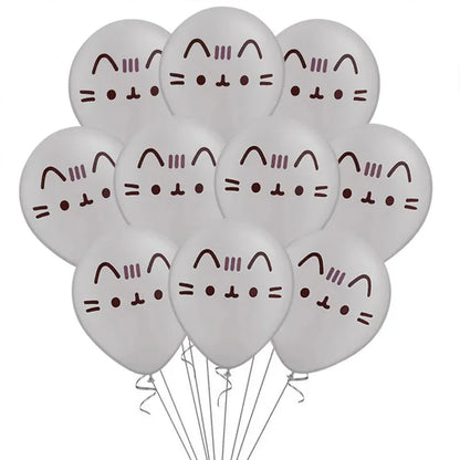 10pcs/lot 12inch Cartoon Japan Anime Pusheen Latex Balloons Animals Pet Grey Tiffany Blue Cat Ballons Birthday Decor Kids Toy