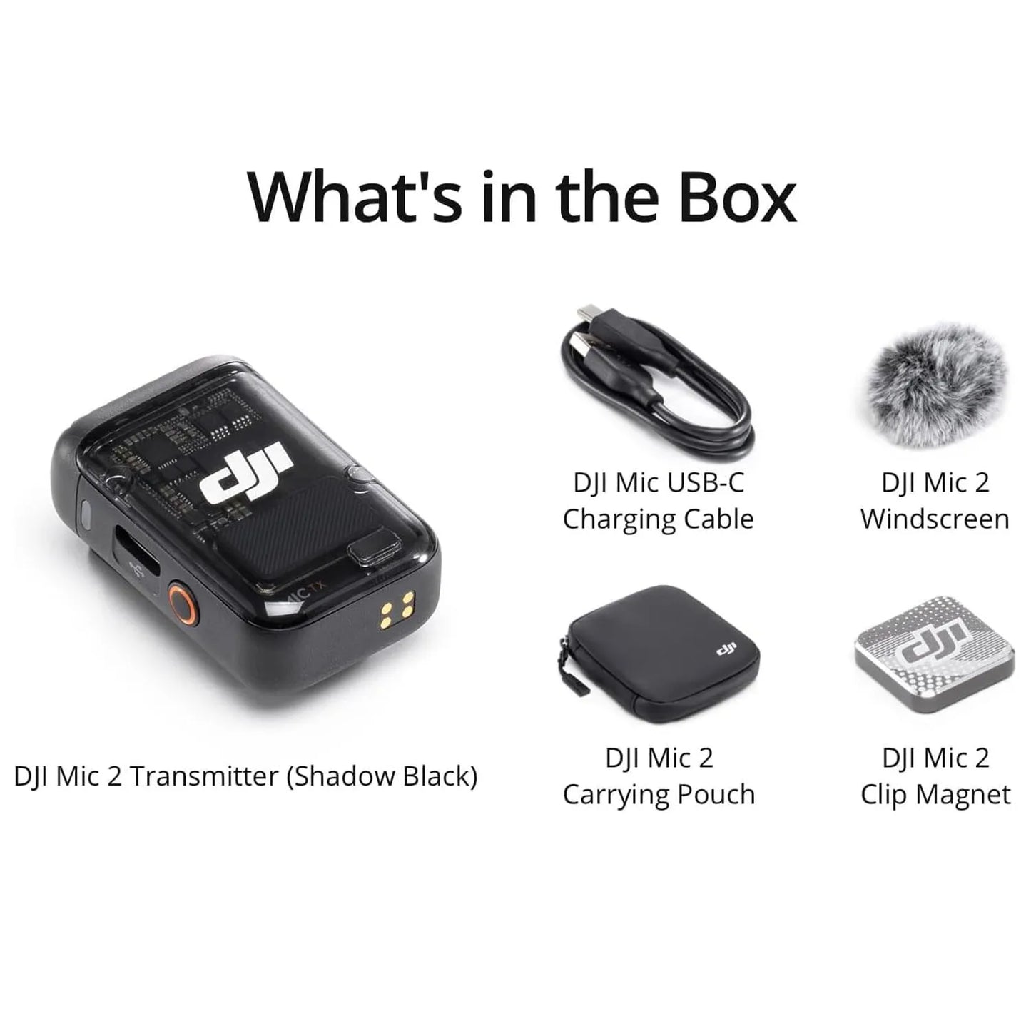 Refurbished Used DJI Mic 2 Transmitter Wireless Bluetooth Microphone with Intelligent Noise Cancelling 14-Hour Internal Recording 6-Hour Battery Magnetic Attachment for Vlogs