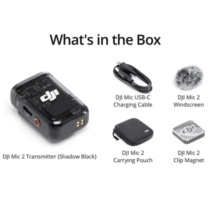 Refurbished Used DJI Mic 2 Transmitter Wireless Bluetooth Microphone with Intelligent Noise Cancelling 14-Hour Internal Recording 6-Hour Battery Magnetic Attachment for Vlogs