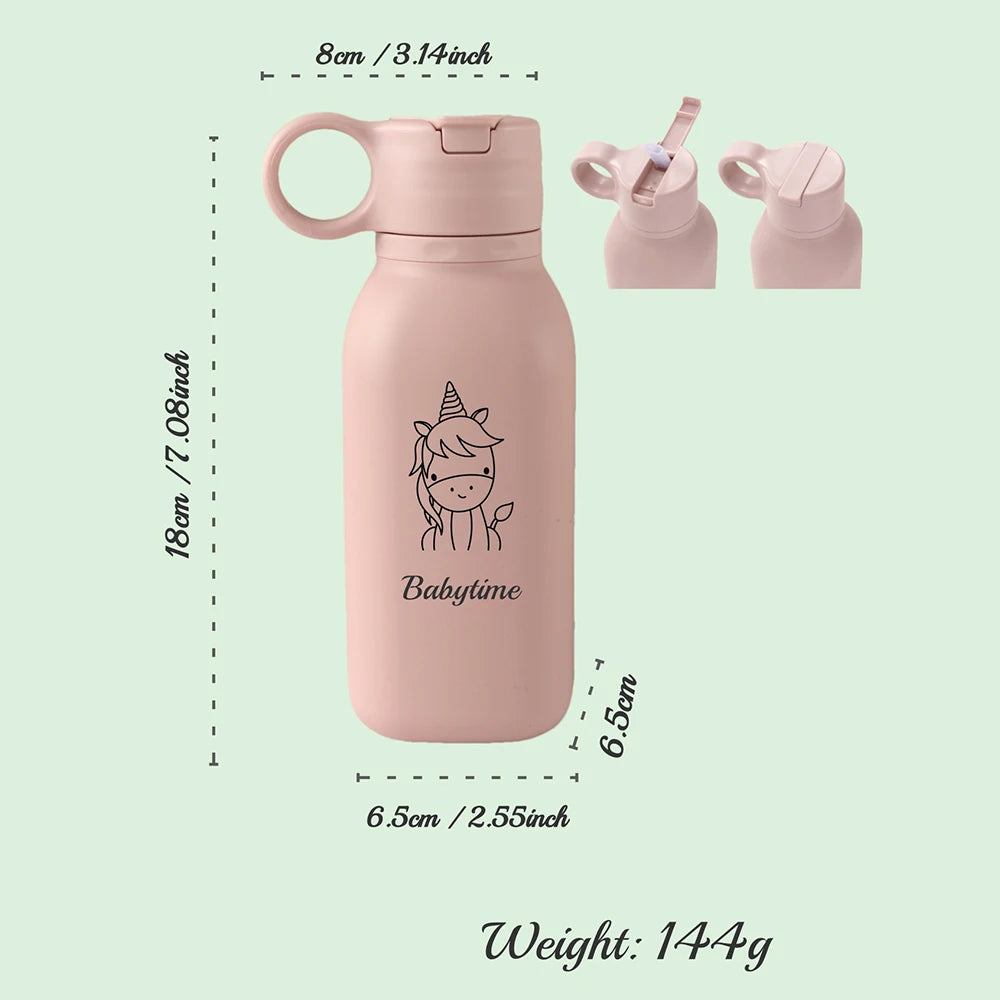 450ml Custom Name Silicone Straw Cup, Personalized Cartoon Pattern