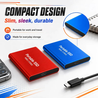 1TB Portable SSD 2TB External Hard Drive USB 3.1 High Speed Mobile Data Storage for Laptop Mac PC Compact Durable Use