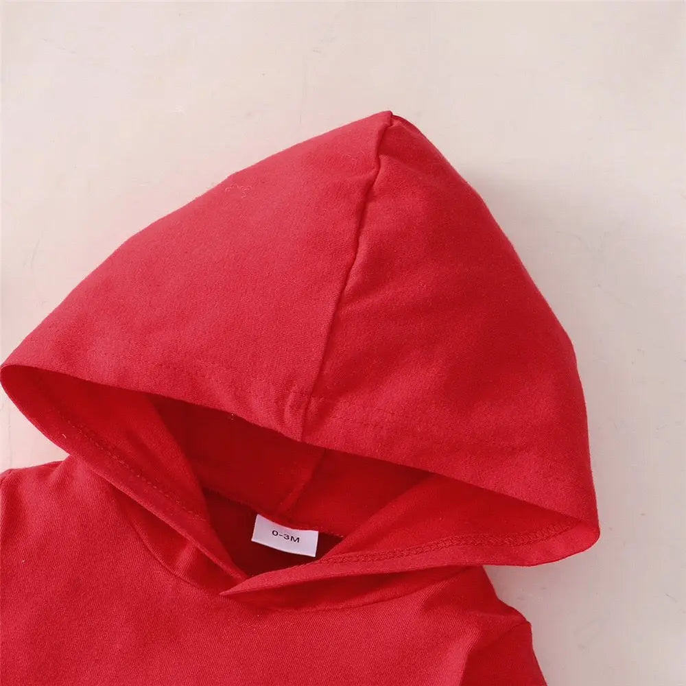 2025 Spring Autumn Infant Toddler Letters Print Hooded Solid Color Two-piece Suit 0-24M Baby Boys Bodysuits+Long Pants Set