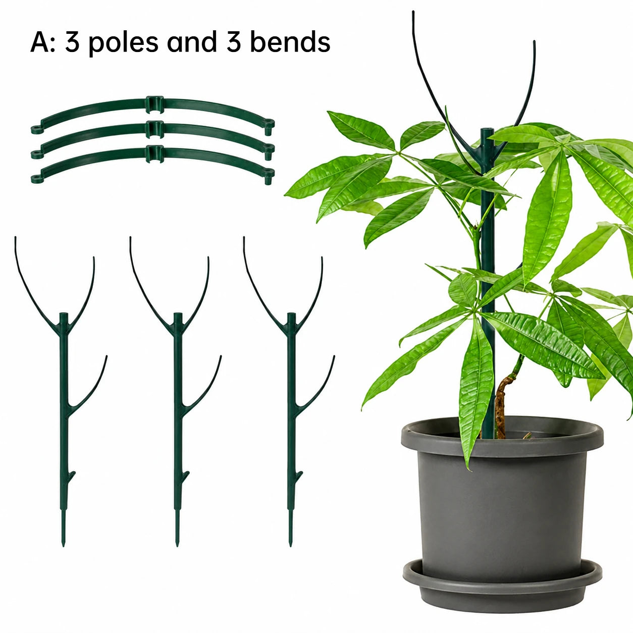 Climbing Plant Support Stakes Stackable Tall Poles with Ties Durable Plant Stem Holder for Indoor Outdoor Balcony Gardening