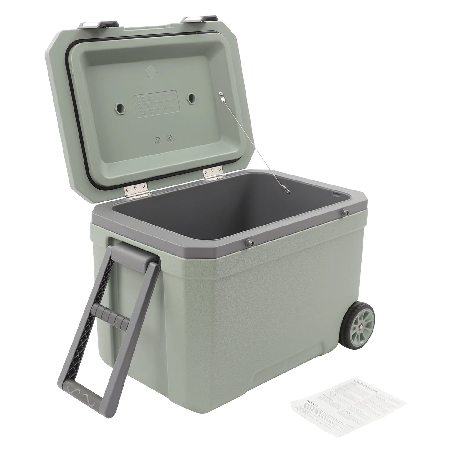 45L Insulated Wheeled Portable Cooler, Long Ice Retention Green Cooler Box, Outdoor Refrigerated Cooler for Fishing with Handle,for Boating, Camping, Travel & Picnic