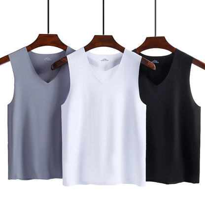 1pcs Summer Mens Vest Ice Silk Seamless Fitness Slim-fit Breathable Underwear Youth Sports Hurdle Sleeveless Undershirt Male Top