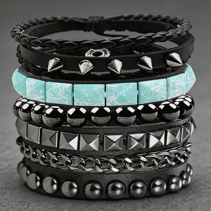 4pcs/set Gothic Punk Rock Square Rivet Bracelet Daily and Party Gothic