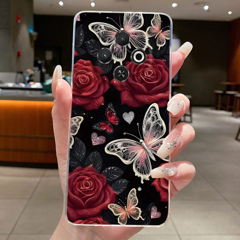 For Tecno Spark 30C Case kl5 kl5n Aesthetic Butterfly Flower Clear Soft Silicone Back Cover Techno Spark 30C Phone Case k15 k15n