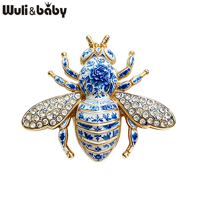Wuli&baby Cute Rhinestone Bee Brooches For Women Unisex 5-color Beautiful Insects Party Office Brooch Pins Gifts