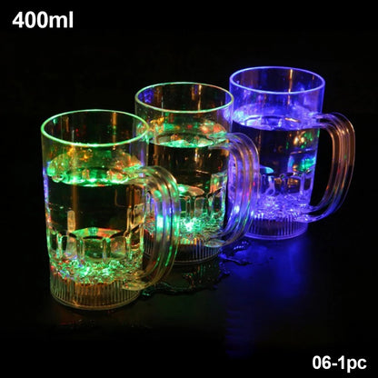 New Flashing Cup Wine Beer Whisky Mug Water Beverage Drinking Glass LED Automatic Glowing Cup Party Decorative Supplies