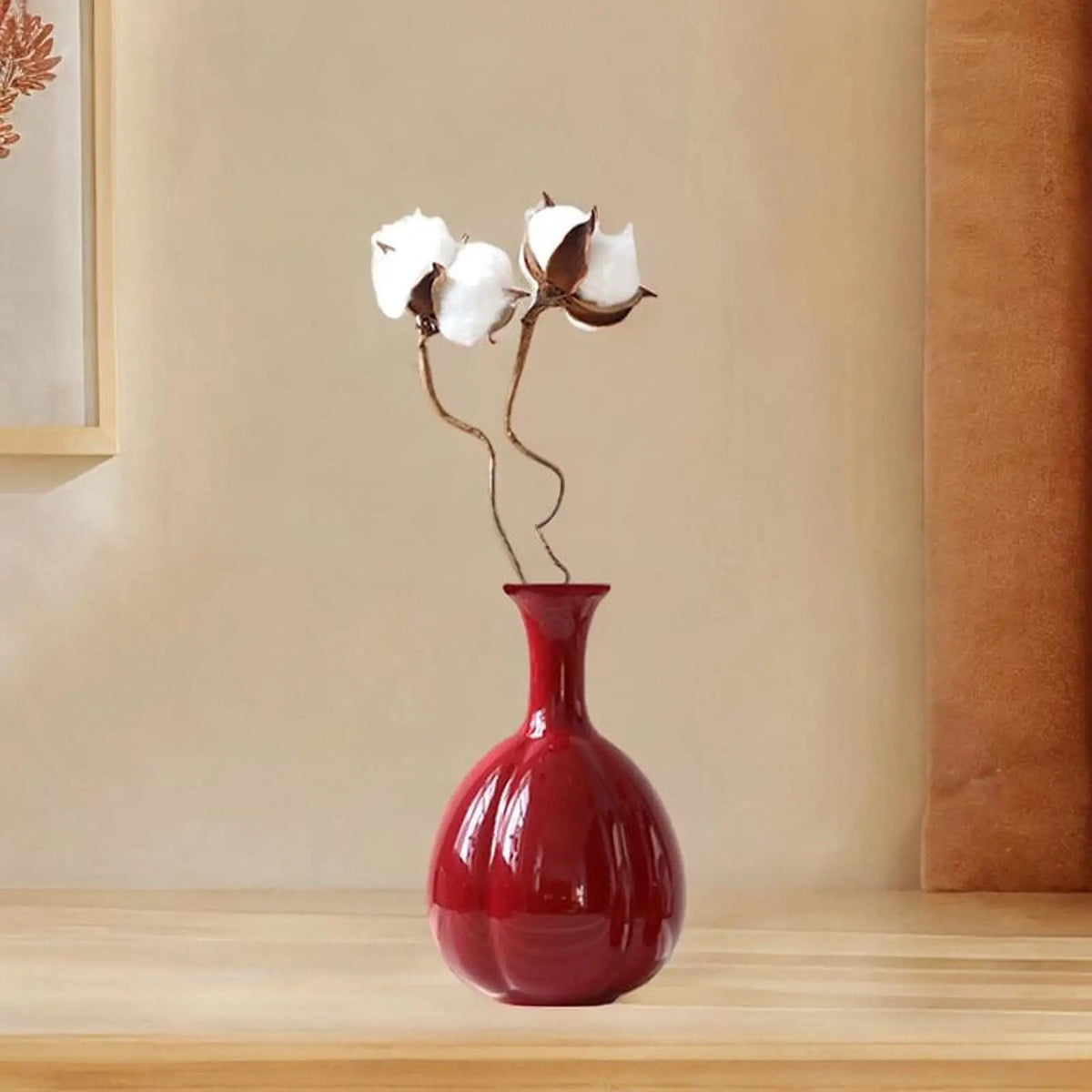 Red Ceramic Vase Decorative Vases Creative Flower Vases for Entrance Bookshelf Farmhouse Ceramic Red Vase Creative Living Room