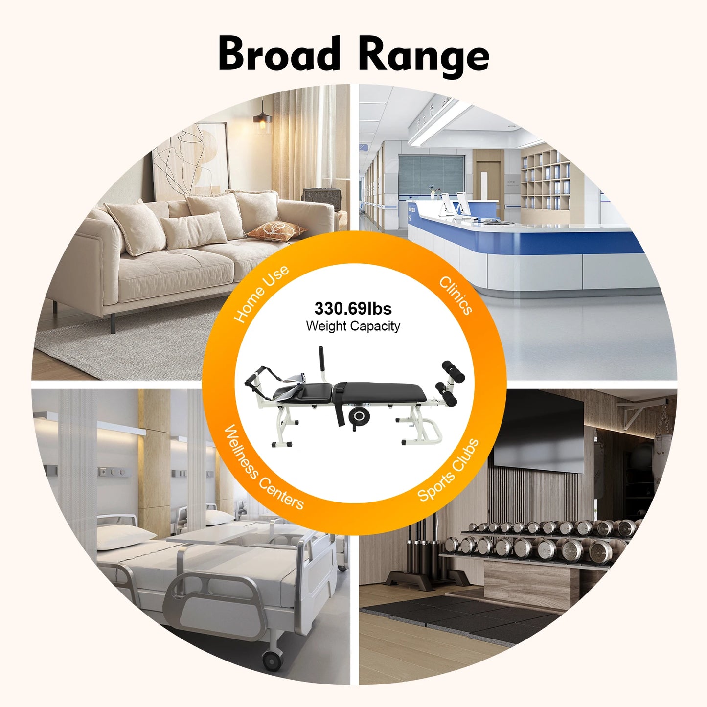Cervical Lumbar Traction Bed Neck Stretcher Cervical Stretch Device Back Stretch Bench for Peopl 1.5-1.8m Height