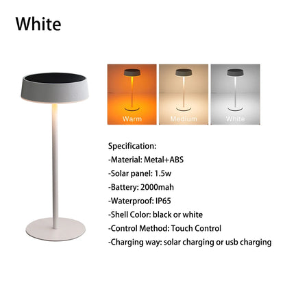 HPH Solar Table Lamp Rechargeable Waterproof Desk Lamp Bedside Lamp for Outdoor Camping Garden Terrace Portable Desk Lamps