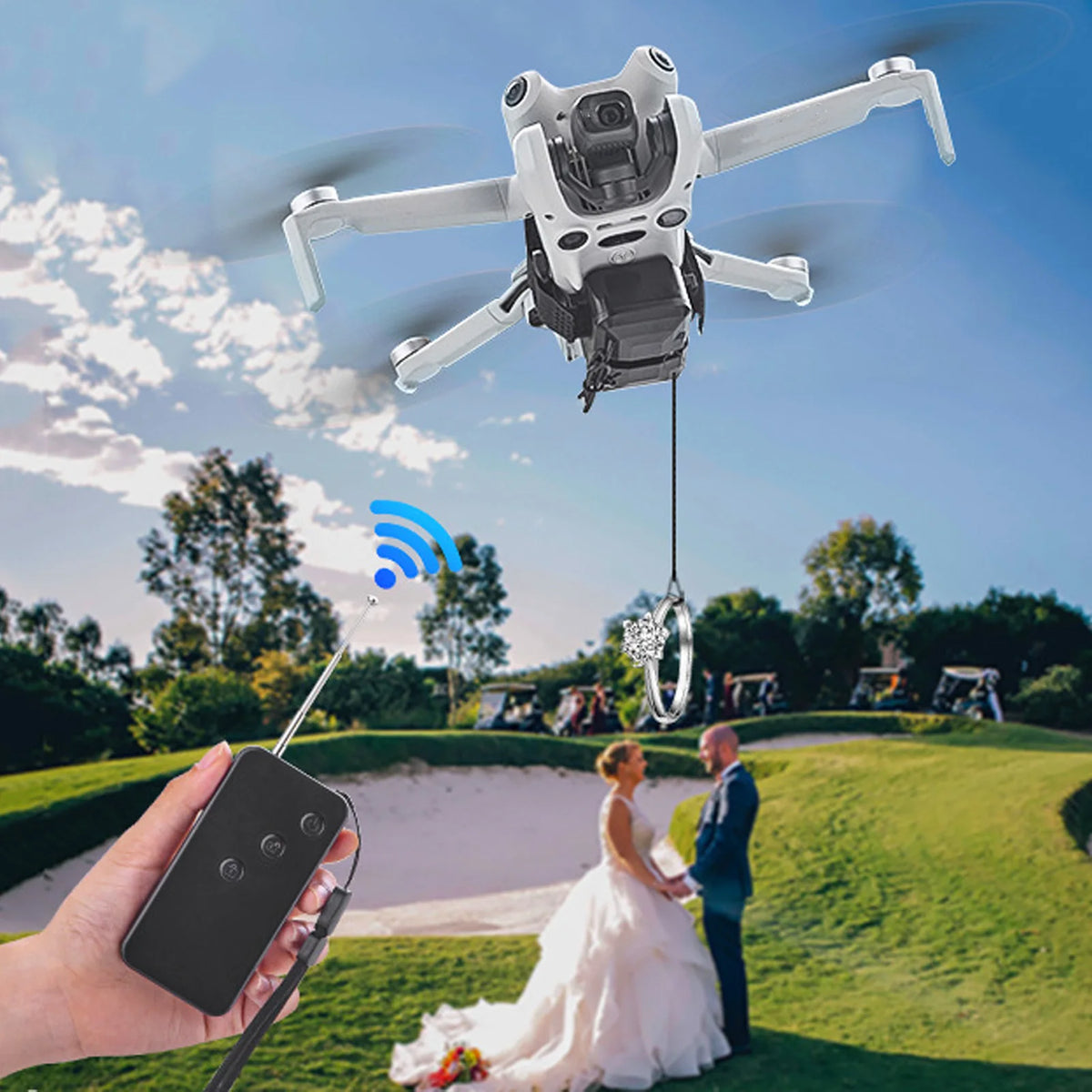 RC Drone Airdropper Safe USB Charging 500m Remote Range Lightweight 300mAh Drone Transport Device ABS for Weddings