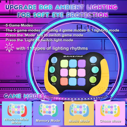 Electronic Pop Quick Push Gamepad Consoles Toys Chases RGB Light Fun Anti Stress Relief Game Machine Toy Gifts For Kids Adults