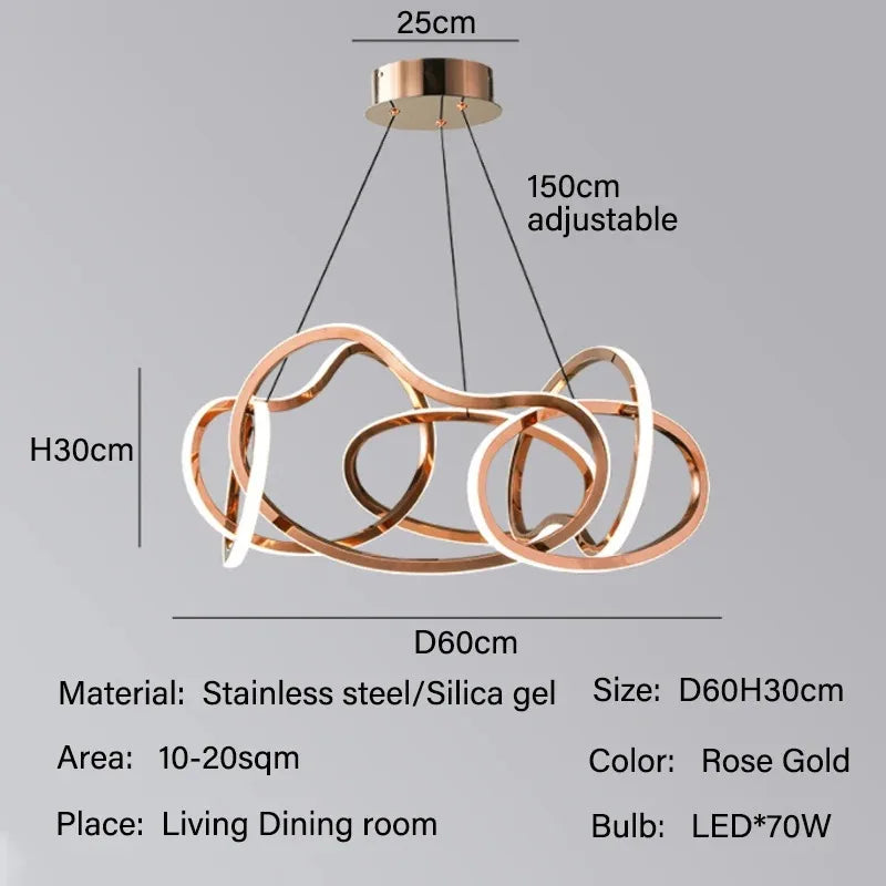 Modern Rings Pendant Lights Black&Golden for Living Dining Room Bedroom Ceiling Chandelier Lamps Indoor Hanging Lighting Fixture