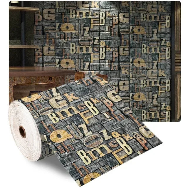 70cmx1/5/10m 3D Wallpaper Decoration Self-Adhesive Antique Foam Brick