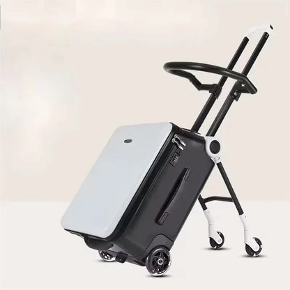 Children Travel Suitcase with Seat Design Kids Trolley Case Multifunctional Stroller Suitcase Can Sit and Ride Carry on Luggage