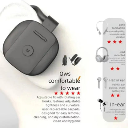 New OWS Open Ear Wireless Bluetooth Headphones, 30H Ultra Long Battery, Lightweight Earhook Earphones for Sports Music Gaming