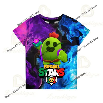 Kids' Game Character Graphic T-Shirt | Short Sleeves & Crew Neck | Casual Wear & Streetwear