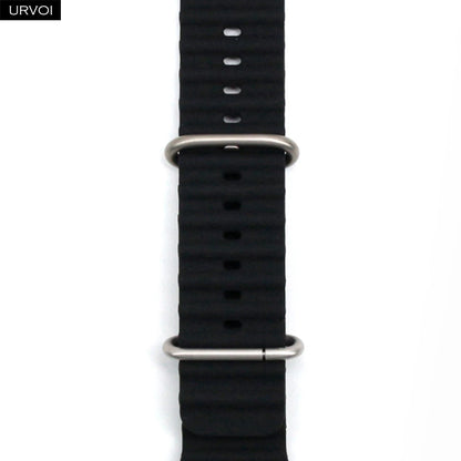 URVOI Ocean Band for Apple Watch Ultra 4 3 2 Strap Series 12 11 10 SE Sport Band for iWatch Silicone Wristband Black Buckle 49mm