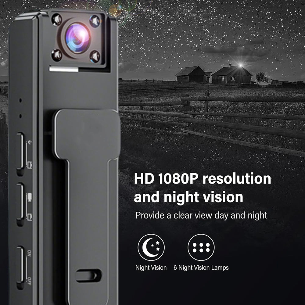 1080P Mini Body Camera Action Cam with Audio & Video Thumb Hands Free Waterproof Recording Wearable Cameras Portable Camcorder