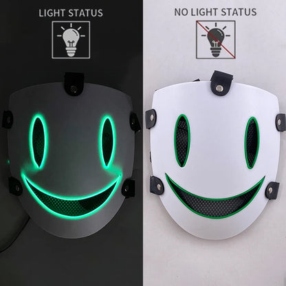 Anime High Rise Invasion Sniper LED Light up Mask Japanese Killer Japanese White Masks Carnival  Halloween Party Costume Props